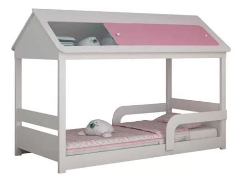 Cama Casinha Infantil Solteiro Sleep Gelius Branco Rosa Parcelamento