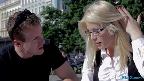 Nerdy Blonde In Glasses Gets Messy Facial After Sex With Stranger Guy