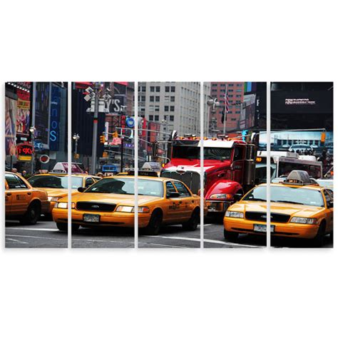 Ebern Designs Taxi Times Square New York Piece Wrapped Canvas Art