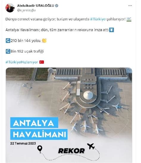 Antalya Havaliman Nda Rekor Yolcu Say S Son Dakika