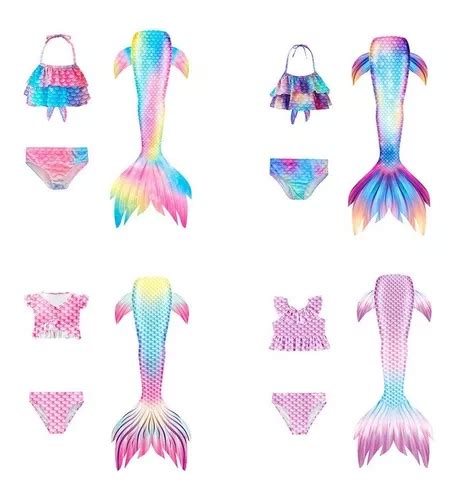Niña 3 Piezas Bikini Traje De Baño Diseño Cola Sirena u Cuotas sin interés