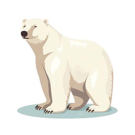Polar Arctic Bear In Full Length Flat Illustration Isolated, Bear