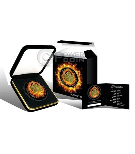 BURNING MAPLE LEAF Fire Black Ruthenium Or 1 Oz Monnaie Argent 5