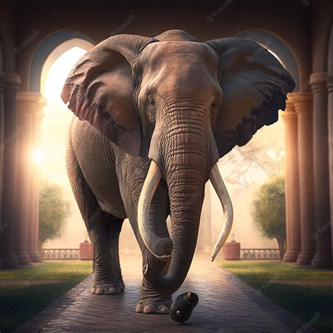 Premium Photo | African elephant with big tusks huge generative ai