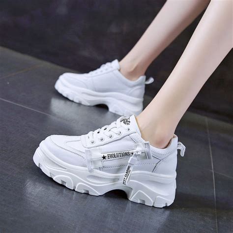 Size Korean Rubber Shoes For Women White Sneakers Thick Bottom