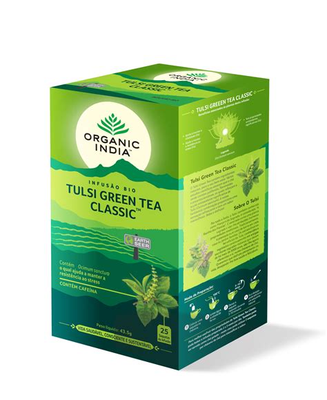 Tulsi Green Tea Classic™ Infusão Bio Organic India™ 25 Saquetas