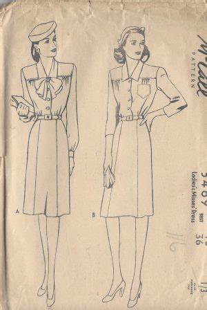 1940s WW11 Vintage Sewing Pattern DRESS B36 1811 The Vintage