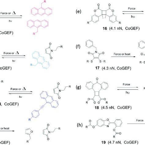 Structure Of Various Fluorescent Mechanophores That Are Activated By