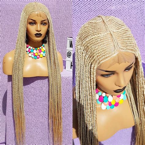 Braided Wig Braidswig Platinum Blonde Cornrow Wig Handmade Free Wig