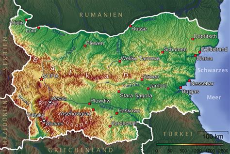 Landkarte Bulgarien Topographische Karte Weltkarte Karten Und