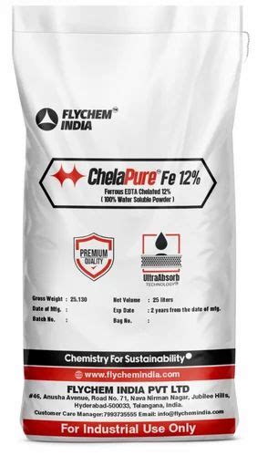 White Edta Chelated Ferrous 12 Powder Chelapure Fe 12 Hdpe Bag