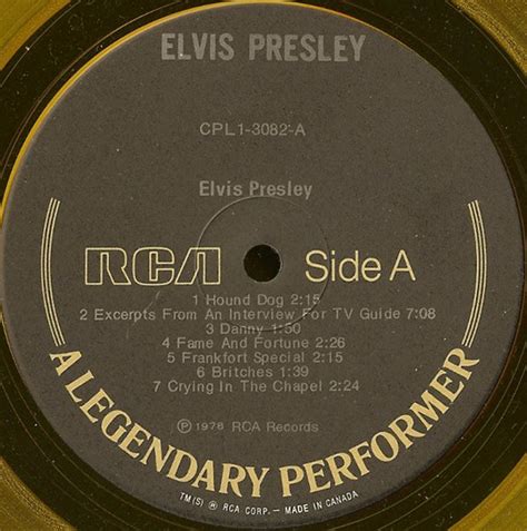 Elvis Presley A Legendary Performer Volume 3 1978 Yellow Vinyl