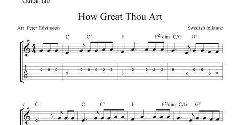 How Great Thou Art Easy Free Christian Guitar Tablature Sheet Music