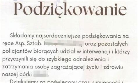 Podzi Kowania Dla Policjant W Za Zatrzymanie Sprawcy Innej Czynno Ci