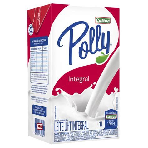 Leite Longa Vida Integral Polly 1l UHT Tetra Pak Leite Magazine Luiza