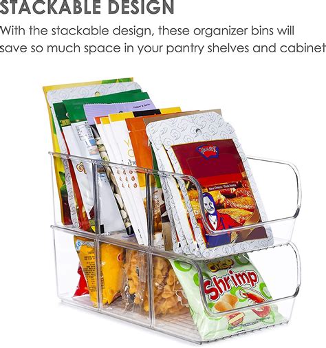 Food Packet Organizer Bins For Pantry Organization And Storage 4 Pack