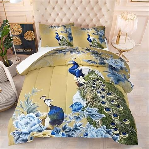 Ccoutuechen Peacock Comforter Set King Size Beautiful