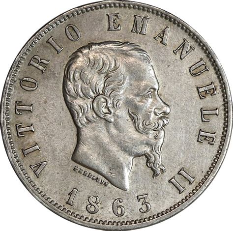 Italy Savoy Vittorio Emanuele II 1861 1878 5 Lire Valore 1863