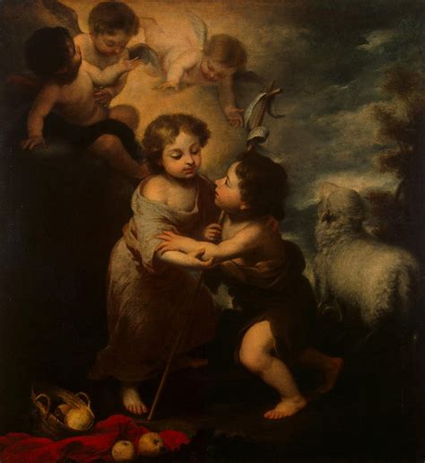 Infant Jesus And St John Painting Bartolome Esteban Murillo Oil Paintings