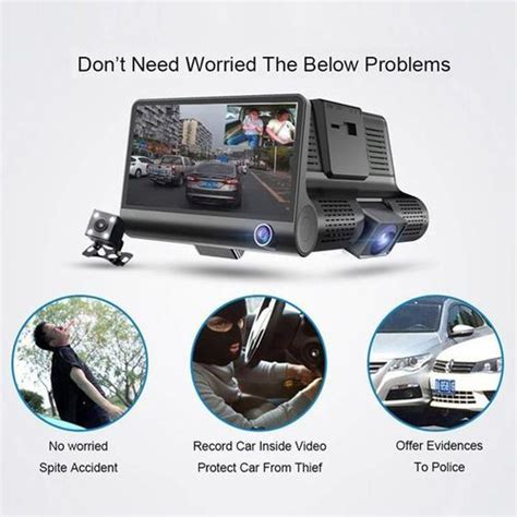 Car Dvr Wdr Dashcam 3 Camera Voiture Video Lens Dvr Full Hd 1080p Fiche