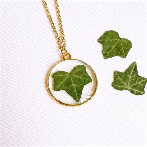 Ivy Necklace Real Ivy Necklace Green Leaf Necklace Gold Etsy