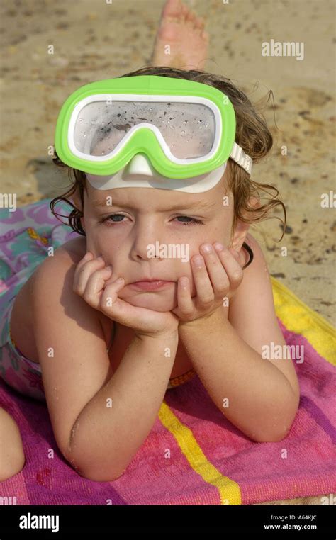 Young Girl Beach Towel Beaches Stock Photo Alamy