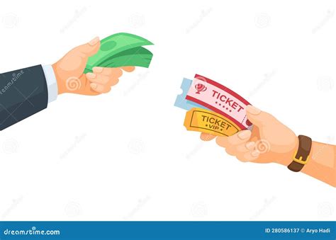 Businessman Hand Buy Ticket Ticket Scalper Symbol Cartoon Illustration