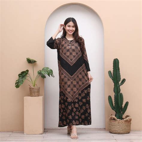 Jual Longdres Batik FEILINA Daster Busui Baju Batik Baju Tidur Dress