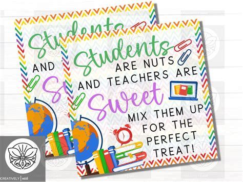 Printable Trail Mix Tag Teacher Appreciation Tag Teacher Treat Tag