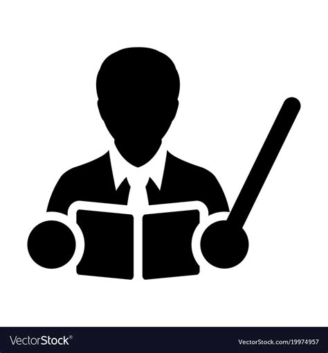 Teacher Icon Male Person With Book And Pointer Vector Image