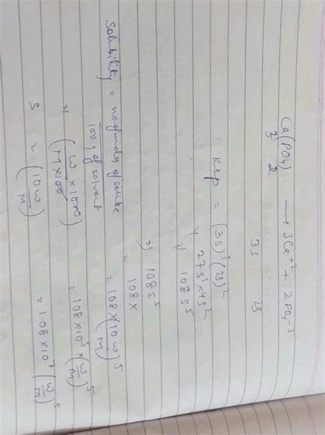 4. If the solubility of calcium phosphate (molecular weight M) in water ...