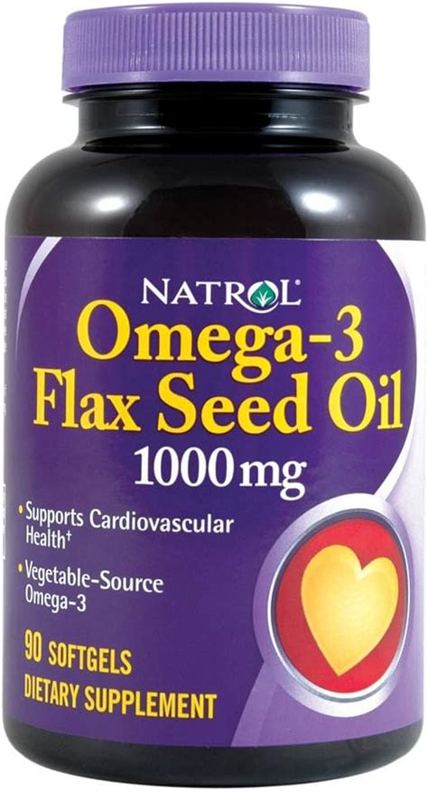 Natrol Flax Seed Oil 1000mg Gels 8pc Heart Health Miniwing 90 Count Health