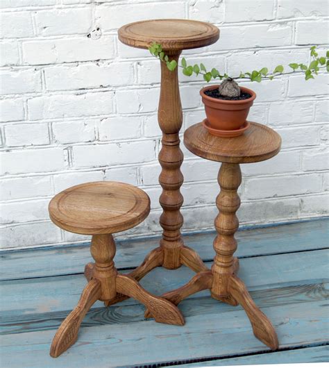 Tall Oak Wooden Plant Stand Indoor Large Hardwood Plant Stand Flower