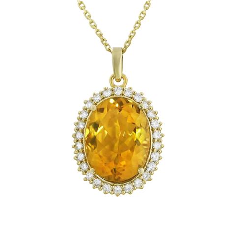 Citrine Oval Halo Pendant