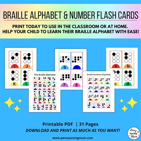 Braille Alphabet Flash Cards, Learn Braille Numbers, Special ...