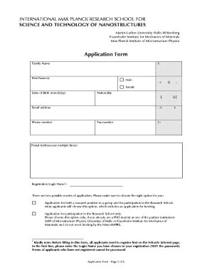 Fillable Online Application Form Np Max Planck Society Fax Email