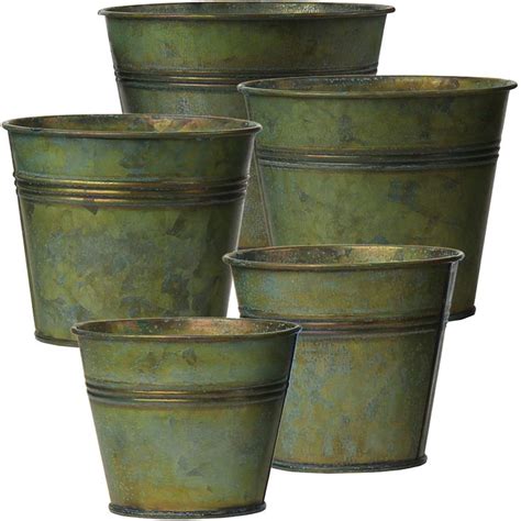 Briful 5 Size Galvanized Buckets Rustic Farmhouse Metal Bucket ...