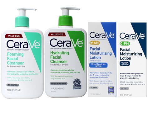 CeraVe Daily Skincare Facial Bundle Hydrating Facial Cleanser 16 Oz