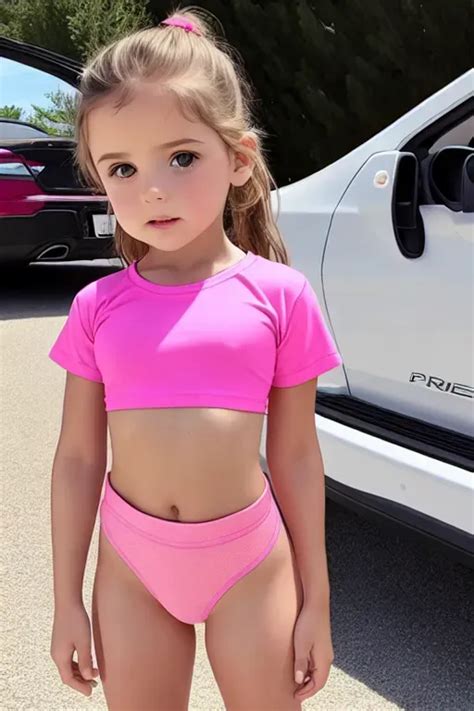 Dopamine Girl 3 Years Old Girl Naked In Only Crop Top Pink T Shirt In