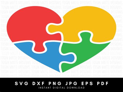 Autism Puzzle Heart Svg Autism Awareness Svg Autism Love Etsy