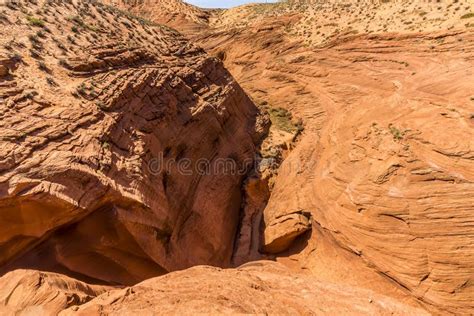 The Entrance To Lower Antelope Canyon Page Arizona Stock Photo