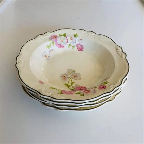 Vintage Homer Laughlin Virginia Rose Pattern Soups Bowls S 4 FREE