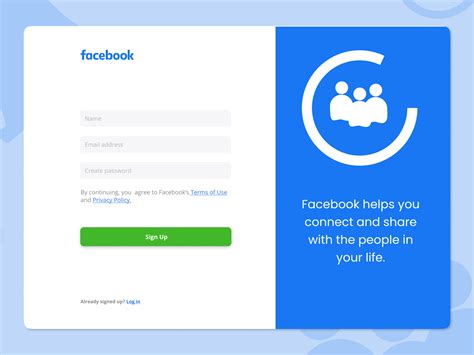 Sign up page for Facebook. by Masuda Begam on Dribbble