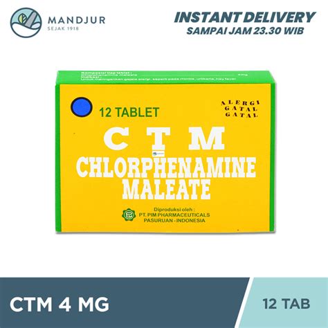 Jual CTM 4 Mg 12 Tablet Obat Alergi Rhinitis Gatal Gatal Dan Biduran