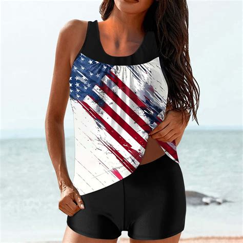 Deals Summer Bikini For Women Th Of July Summer Swimsuits Tops Independence Day Swimwear U Neck