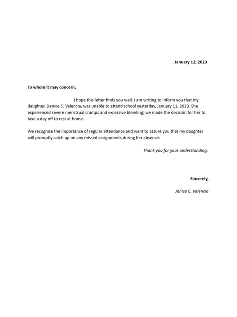 Excuse Letter | PDF