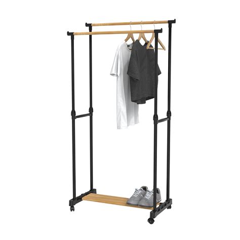 Adjustable Double Rail Garment Rack With Wheelsgarment Racks