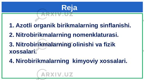 Azotli Organik Birikmalar Nirtobirikmalar Olinishi Va Xossalari