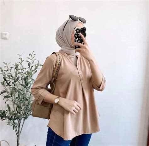 BLOUSE POLOS KATUN RAYON LD 120 WANITA KERAH SHANGHAI LENGAN 3 4 SIMA