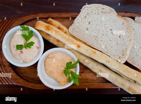 Italian bread with dip Stock Photo - Alamy